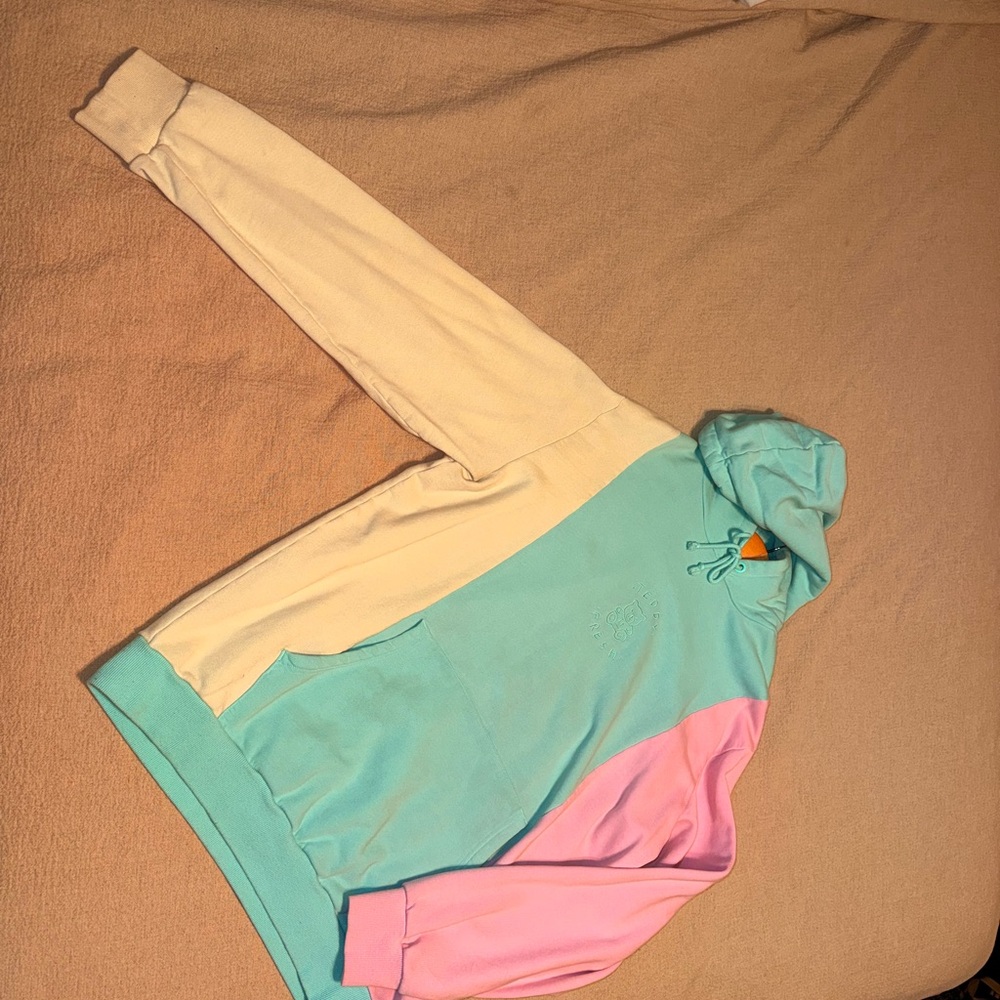 Teddy Fresh Colorblock Hoodie - Cream, Aqua, Pink